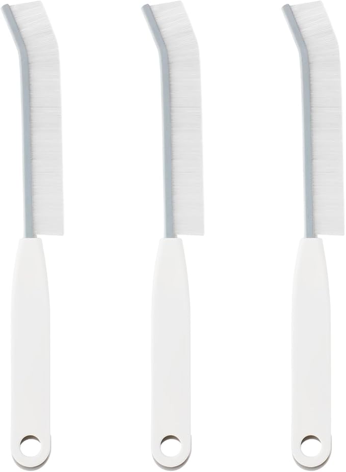 3pcs Gap Cleaning Brush, Hard Bristle Crevice Cleaning Brushes Dead Corners Multifunctional Brushes Clip Brush 2-in-1 Skinny Detail Cleaner for Household Kitchens Bathrooms Showers (White)