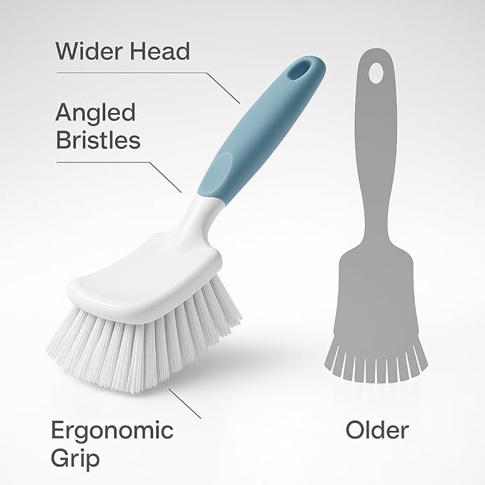K3M Multipurpose Brush for Household Cleaning, Compact Handheld Scrub Brush with Durable Bristles, Non-Slip Grip for Indoor Surfaces and Everyday Tasks