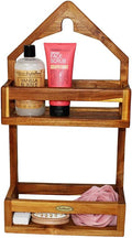 EcoDecors Teak Shower Caddy, Solid Wooden Organizer Rack Over Shower Head, Rustproof, Eco-Friendly Bathroom Storage Shelf, Fully Assembled, Spa Upgrade