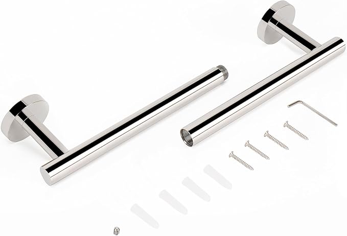 NearMoon Bath Towel Bar, Thicken Stainless Steel Shower Towel Rack Holder Wall Mounted for Bathroom,18-lnch Overall Length-16-lnch Usable Hanging Space (1 Pack, Chrome Finish)