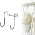 Over Door Towel Rack, Heavy Duty Door Hooks for Hanging, Stainless Steel Double Hanger for Kitchen Bathroom, Removable Wardrobe Door Hook for Dorm Room, Space Saving Cabinet Door Hanger (1PCS)