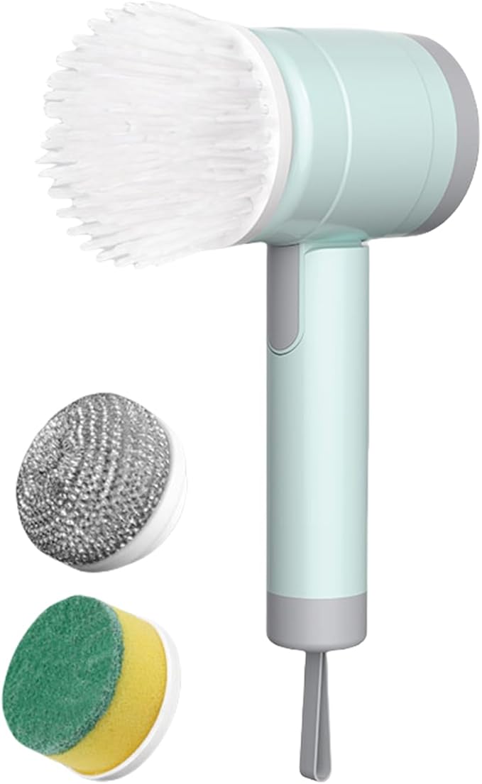 Electric Cleaning Brush - Electric Toilet Brush | Electric Cleaning Brush with Replaceable Brush Heads, Bath Mop Set, Foldable and Rechargeable Cleaning Tool