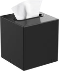 Livelab Metal Tissue Box Cover, Square Tissue Box Holder Modern Decor Facial Napkin Holder Tissue Box Dispenser for Bathroom Vanity Countertop, Living Room, Bedroom, Office | Black