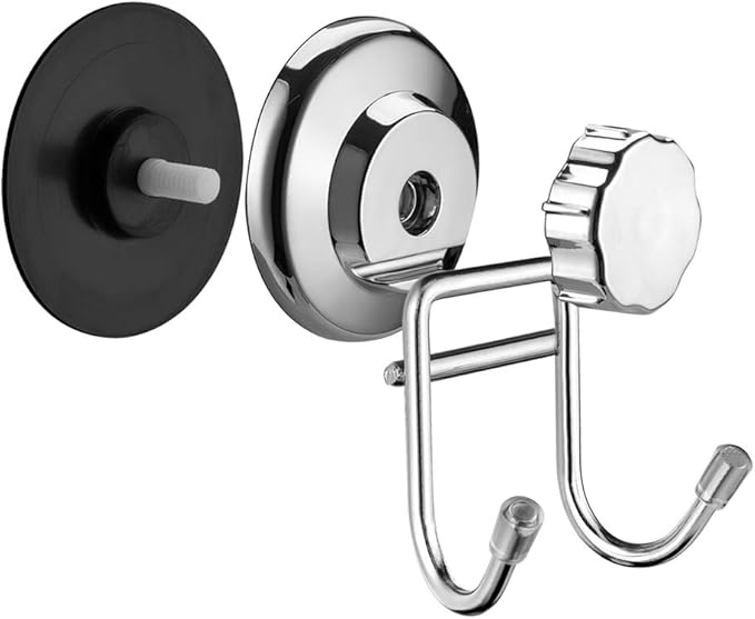 SANNO Double Suction Hooks Suction Cups Vacuum Hook for Flat Smooth Wall Surface Towel Robe Bathroom Kitchen Shower Bath Coat, Stainless Steel (2 Pack)