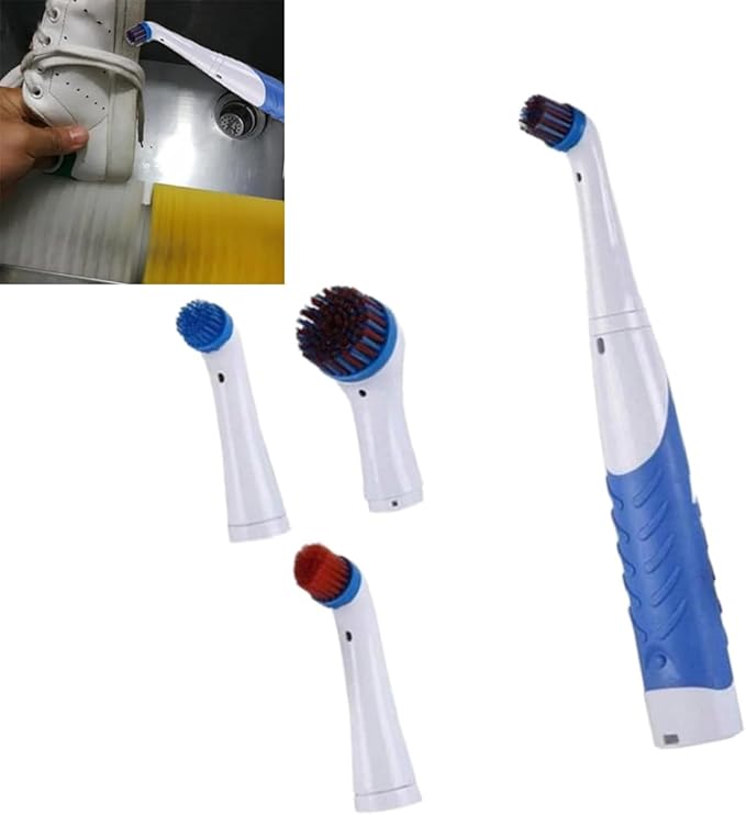 Reveal Power Scrubber Electric Cleaning Brush with 4 Brush Heads for Tub Kitchen Blue
