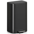 mVm 10.6 Gal Kitchen Trash Can, Step Trash Can with Lid, Smooth Edge Garbage Bin for Home Office (Black)