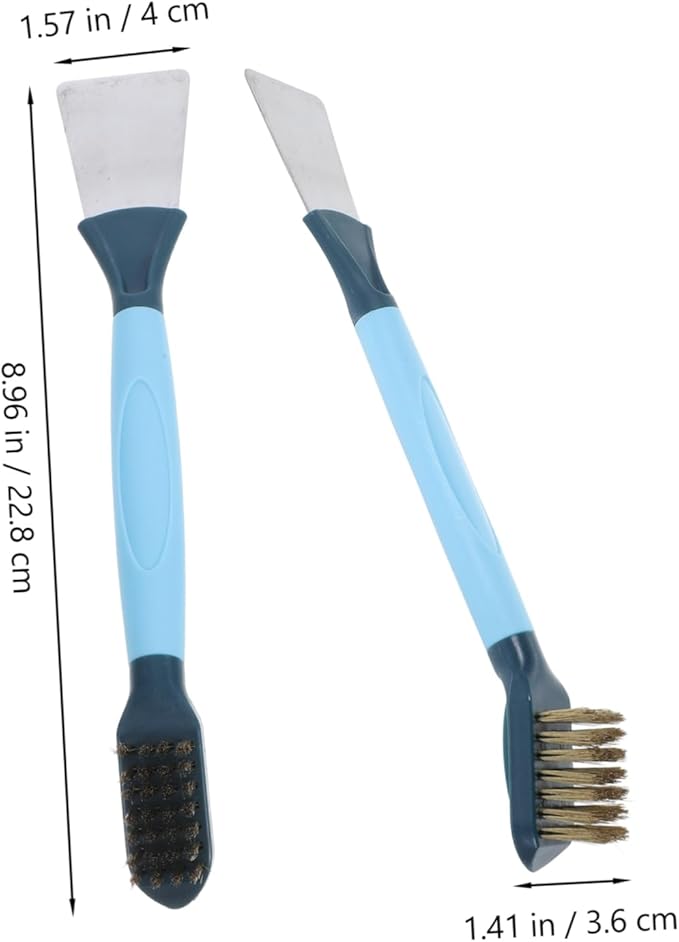 LIFKOME Groove Cleaning Brush with Scraper Dual Head Grout Crevice Cleaner for Bathroom Kitchen Ergonomic Handle for Cleaning of Tight Spaces