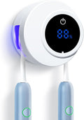 Toothbrush Holders Cleaner & Dryer for Bathroom,Wall Mounted Toothbrush Holder Case with LED Smart Screen,Toothbrush Cleaner with Auto Inductive Open/Close Cover for Home Travel (White)