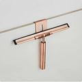 Shower Squeegee Bathroom Mirror Glass Wiper Stainless Steel Window Cleaning for Shower Kitchen Floor Glass Silicone Scraper (Rose Gold)