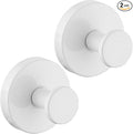 Suction Cup Hooks for Shower 2 Pack Stainless Steel No Drill Removable Waterproof Rustproof for Bathroom Kitchen Glass Mirror Tile to Hang Towels Robes Loofah Wreath (White)