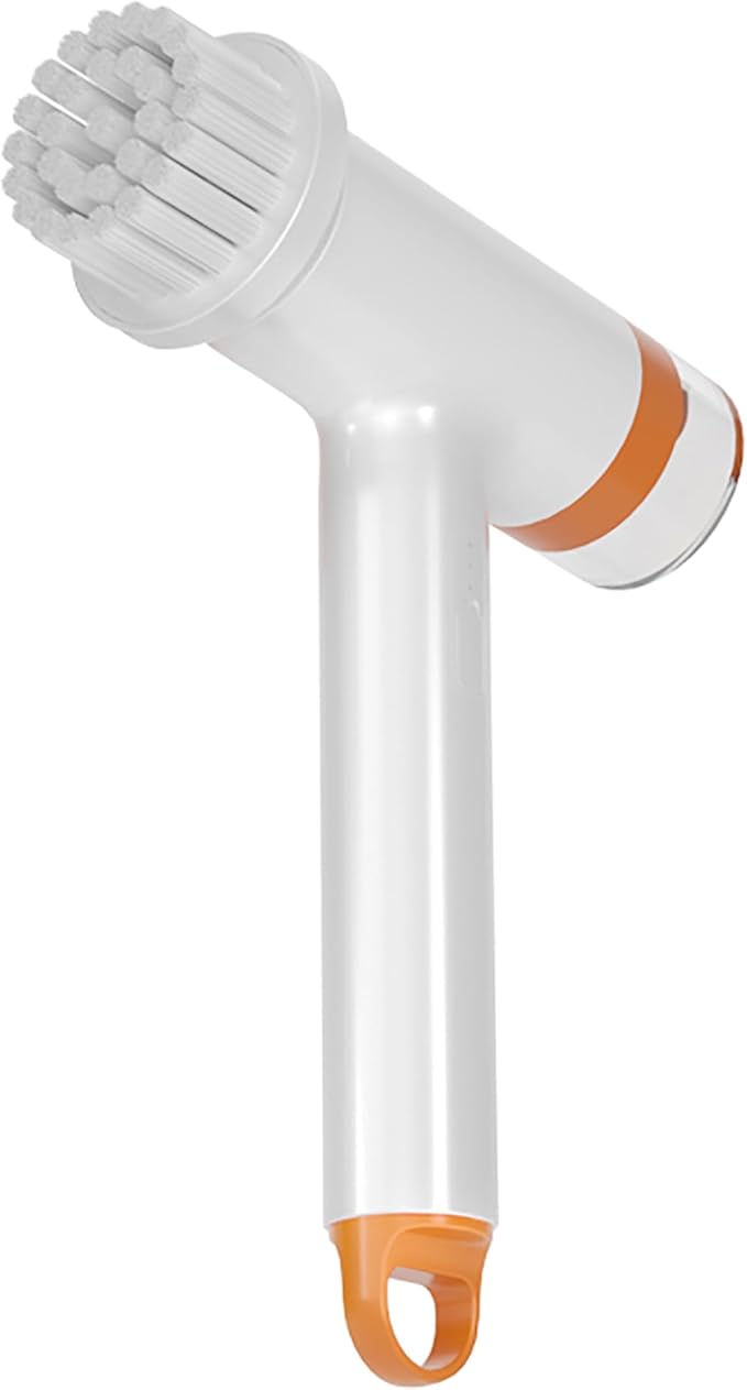 Electric Spin Scrubber Can add Liquid Cordless Power Cleaning Brush with 5 Replaceable Brush Heads Rechargeable Scrubber for Bathroom Tub Sink Kitchen Dishes Tile Window Floor Grout, White (White)