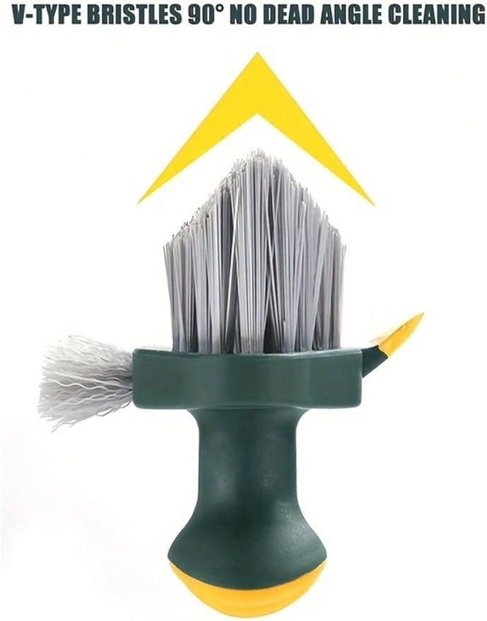 3 Pcs Versatile Stiff Bristle Crevice Cleaning Brush Tool for Kitchen Bathroom Window Tracks 2 in 1 Handheld Deep Grout Scrubber for Tile Joints Sliding Door Slots No Dead Spots (Green)