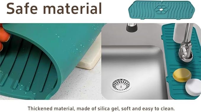Kitchen Sink Faucet Mat - 2026 New Foldable Sink Protectors for Kitchen Sink, Multi-Size Silicone Faucet Guard & Draining Mat, Splash Guard Keeps Countertop Dry, for Farmhouse RV Bathroom