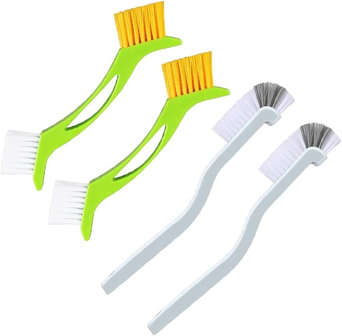 Wakauto 4pcs Sink Scrub Brushes with Curved Handles for Deep Cleaning Bottles Tile Lines Corners and Grout Hard to Reach Crevice Cleaning for Kitchen Surfaces and Sinks