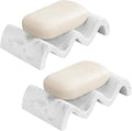 Luxspire Soap Dish, Marble Soap Dish, Self-draining Tray, Soap Holder Saver for Shower, Bathroom, Sink, Kitchen and Countertop, Gravel White, 2 Pack