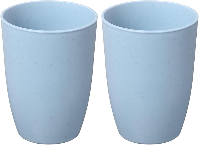 uxcell 2 Pcs Simple Toothbrush Cup, 3 x 3 x 4.1 Inch Bathroom Tumbler Reusable Plastic Cup Set for Storing Toothpaste Toothbrushes Combs Water Beverages, Light Blue