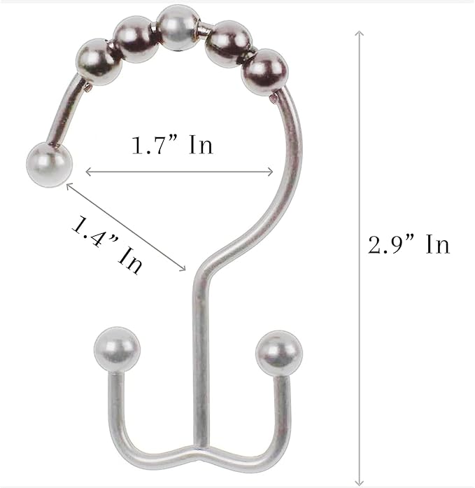 2 Lb. Depot Shower Curtain Ring - Set of 12 Easy Glide Rollers with Polished Chrome Finish - Stainless Steel Shower Hooks for Straight and Curved Rods - Decorative and Durable for Any Bathroom