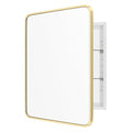 WallBeyond Bathroom Medicine Cabinet with Mirror, 22x28 Inch Gold Recessed Medicine Cabinet with Round Corner Aluminum Alloy Metal Framed, Single Door Cabinet Medicine with Storage