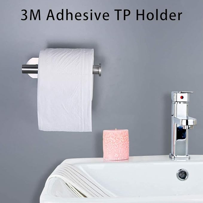 3M Toilet Paper Holder no Drilling for Bathroom and Washroom, SUS304 Stainless Steel Brushed Nickel (Silver), DG-TPA22
