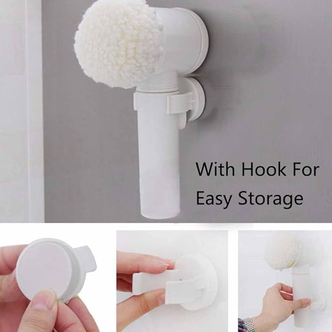 Multifunctional Electric Cleaning Brush, Handheld Cordless Power Scrubber with 3 Replaceable Brush Heads, for Home Shower Bathtub Tile Sink White