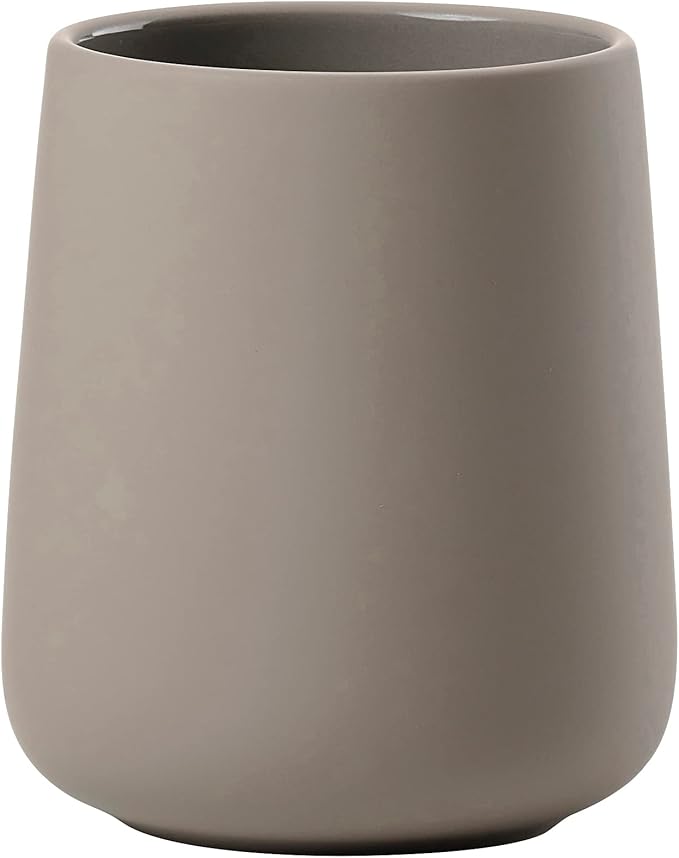 ZONE DENMARK Nova One Toothbrush Cup | Sleek & Durable Modern Bathroom Accessory | Revitalize Your Daily Routine with Scandinavian Elegance and Practicality Unite- (Taupe)