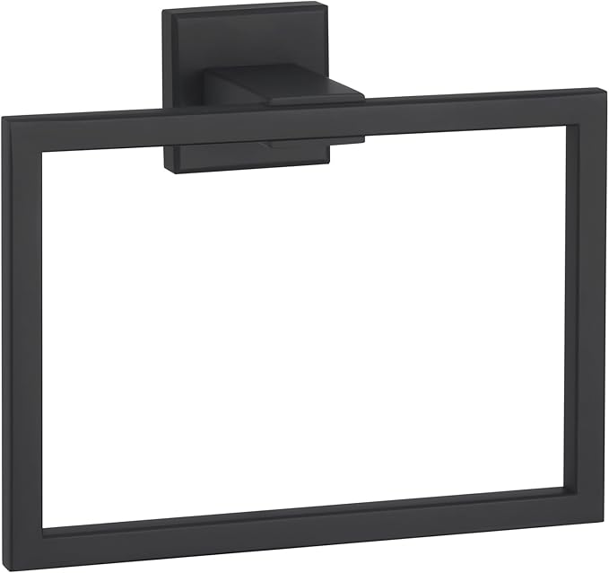 Angle Simple Towel Holder Matte Black, Stainless Steel Square Hand Towel Ring Rack Hanger for Bathroom Wall Mount, 7.09 Inches