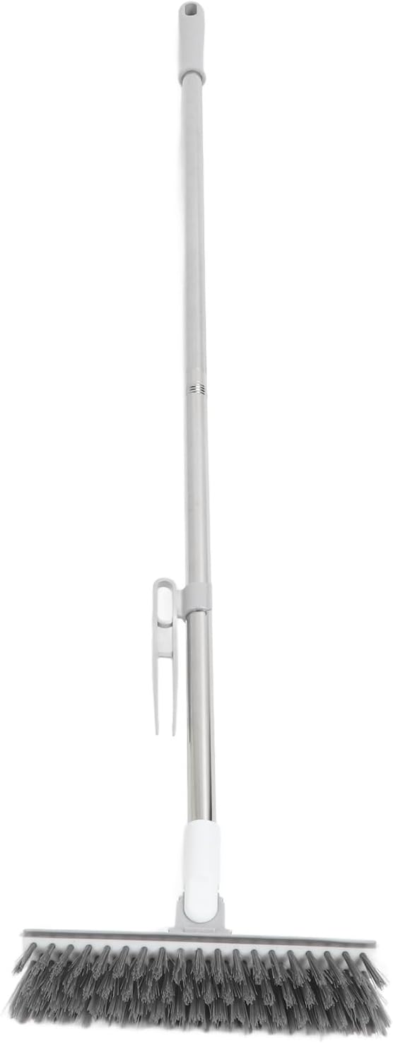 Fydun 2 in 1 Long Handle Floor Brush Scrubber Rotating Grout Brush with Stiff for Effective Bathroom and Kitchen (White)