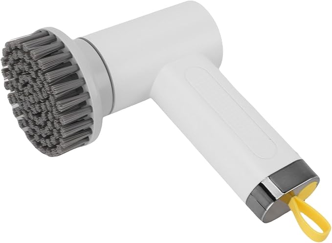 Cordless Electric Rotating Brush 2 Speeds | Effortless Bathroom Kitchen Scrubber with 3 Replaceable Heads for Tiles, Windows, and Floors | White | Fast Charging (White)