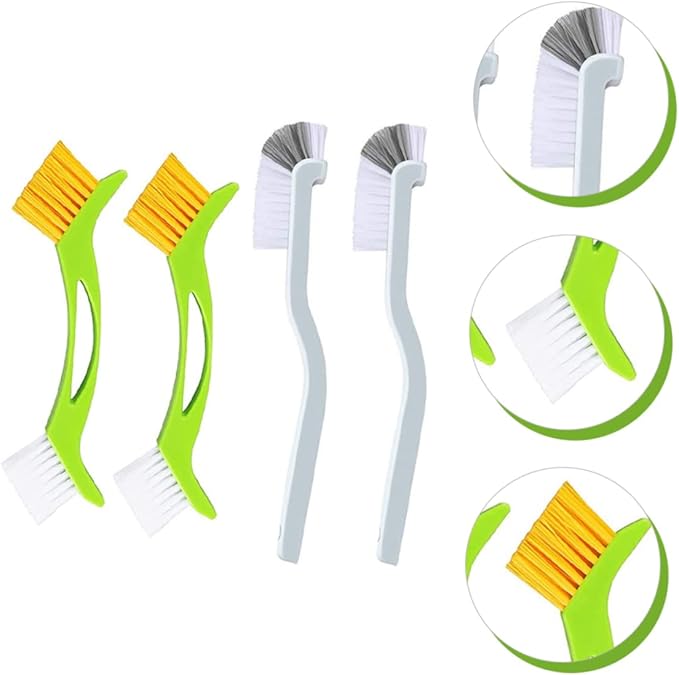 SAFIGLE 1set Double Head Grout Cleaner Brush Heavy Duty Scrub Brush for Deep Cleaning Bathtubs Sinks and Hard to Reach Areas Ergonomic Long Handle for Comfort and Efficiency 4pcs