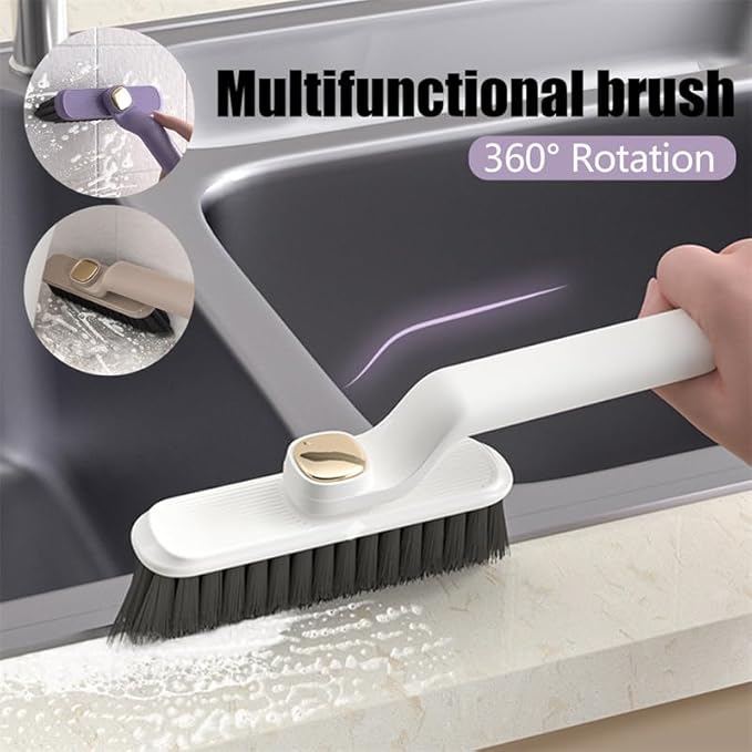2Pcs Multi-Function Rotating Crevice Cleaning Brush Long Handle for Household Use, 360-Degree Rotating No Dead Corners Hard Bristle Crevice Cleaning Gap Brus Tool, for Bathroom Kitchens Tile Floors