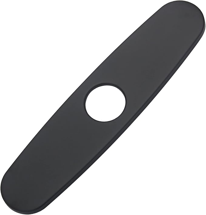 Faucet Deck Plate Matte Black 10 Inch for Bathroom or Kitchen Sink Faucet, Single Hole Faucet Hole Cover,Faucet Sink Escutcheon Plate Stainless Steel