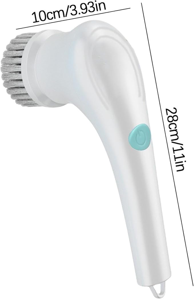 Electric Spin Scrubber, Cordless Cleaning Brush, 5 Brush Heads Rotary Power Cleaner, 90 Mins Runtime, Rechargeable Deep Clean Brush for Bathroom Kitchen Sink Tile Glass and Car (White)