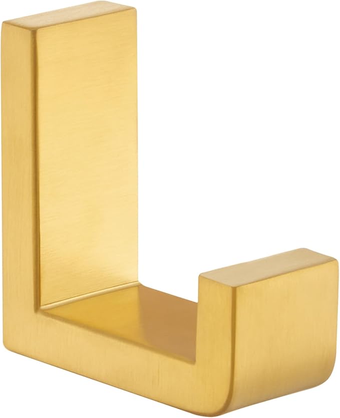 Angle Simple Towel Hook for Bathroom, SUS 304 Stainless Steel Shower Wall Coat Hook, Bath Robe Holder Hanger, Brassy Gold