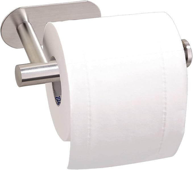 athroom Toilet Paper Holder Self-Adhesive Roll Holder Wall Mount Stainless Steel no Drilling Tissues Holder Stick on Wall White