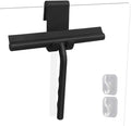 Shower Squeegee for Glass Doors, Full Silicone Jacketed Squeegee with Ergonomic Handle & No-Drill Hook, Cleaning Tool for Windows, Mirrors, Tiles, Bathroom & Car - Black