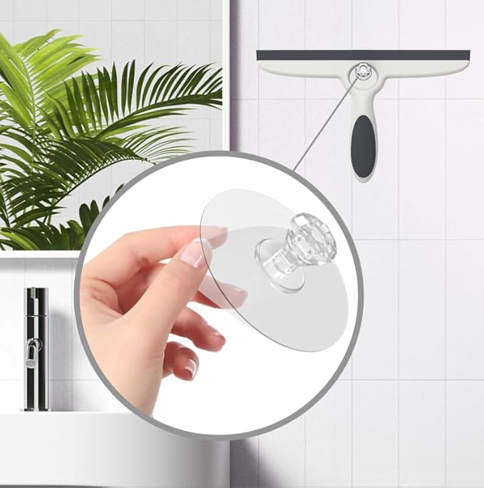 Shower Squeegee for Glass Doors & Walls - 10" Squeegee with Adhesive Hook - Pack of 2/Gray