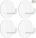 VIS'V Adhesive Hooks, Small Metal Shower Wall Stick on Hooks, Waterproof, 2 Extra Adhesive Strips, Round, White, 4 Pcs