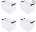 4-Pack 50 L Wheeled Clear Plastic Storage Latch Box, Large Clear Storage Bin with Lid