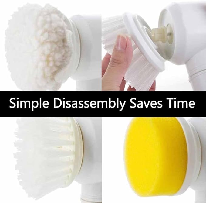 Multifunctional Electric Cleaning Brush, Handheld Cordless Power Scrubber with 3 Replaceable Brush Heads, for Home Shower Bathtub Tile Sink White