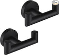 APLusee Matte Black Double Towel Hook 2 Pack, Stainless Steel Clothes Hook, Wall Mounted