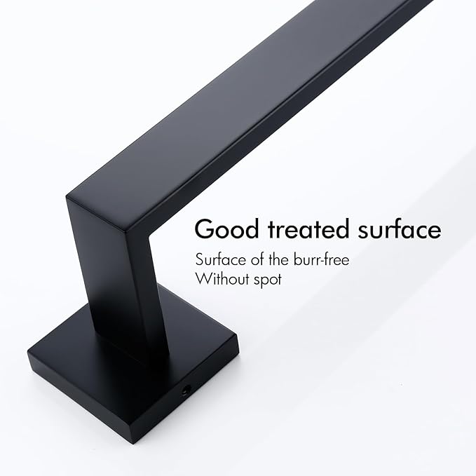 BANOLUX Towel Rack, 16-Inch Single Towel Bars for Bathroom, Towel Racks for Bathroom Wall Mounted SUS304 Stainless Steel Hand Towel Holder Heavy Duty, Matte Black Towel Bar 2 Pack, A7-TB-MB-16IN-2Pack