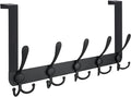 TICONN Over The Door Hooks, 5 Heavy Duty Tri Coat Rack All Metal Coat Hanger for Bathroom Bedroom Dorm (Matte Black, 1PK, Fit 1-3/8" Doors)