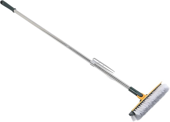 Fydun 2 in 1 Long Handle Floor Brush Scrubber Rotating Grout Brush with Stiff for Effective Bathroom and Kitchen (Green)
