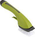Soap Dispensing Dish Brush, 3-in-1 Heavy Duty Kitchen Scrub Brush with Built-in Soap Dispenser Fillable Reservoir Bathroom Scrubber Grout Cleaning Long Handle for Sink Bathtub