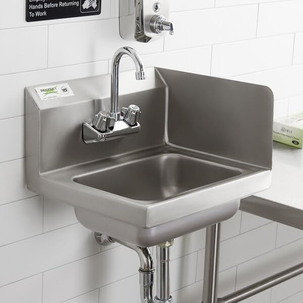 Stainless Steel Hand Sink Side Splash Kit, 14 x 10 Inches, Type 304, 18 Gauge, Right Hand, Silver, with Adhesive Tape