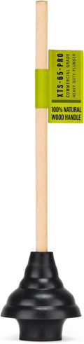 SteadMax XTS-65-PRO Heavy Duty Toilet Plunger, Commercial Grade, Powerful Double Thrust Force Rubber Cup with Wood Handle, for Clogged Bathroom, Shower, and Kitchen (22" x 5.75")