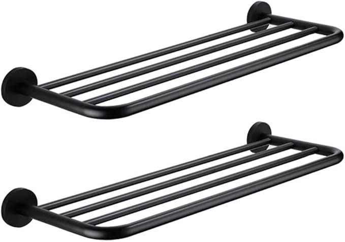Hotel Towel Racks for Bathroom Wall Mounted, 30 Inch Towel Shelf for Bathroom, 2-Tier Bathroom Towel Rack, Black