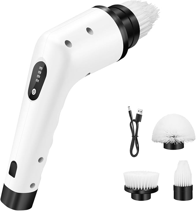 Electric Spin Scrubber Shower Scrubber Cordless Cleaning Brush Scrubber for Home, 3 Heads Replacement, Chargeable Cleaning Brush for Bathroom Car Floor Tile