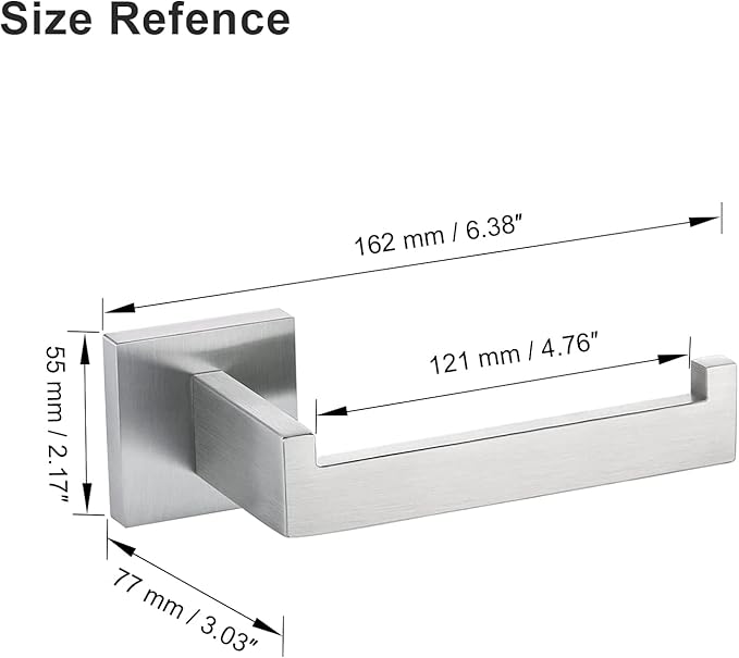TQKAG Brushed Nickel Toilet Paper Holder SUS304 Stainless Steel Modern Square Tissue Roll Holders Wall Mount Toilet Paper Roll Dispenser for Kitchen Washroom
