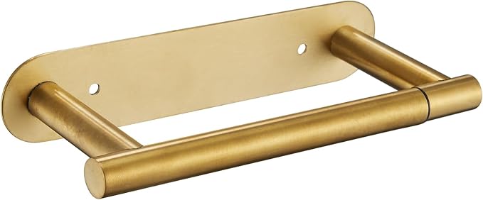 Removable Toilet Paper Holder Bathroom Roll Holder Non-Punch Installation (Brushed Gold)
